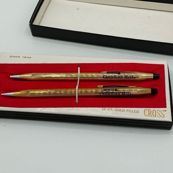 Vintage Cross 12 kt . Gold Filled Pen and Pencil set- Canadian Mist New - Picture 5 of 6